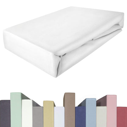 EDDA LUX Premium Spannbettlaken Boxspringbett 180-200x200-220 cm weiss. Weißes Baumwoll-Spannbettlaken für hohe Boxspringbett-Matratzen.