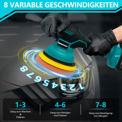 bycpower Orbital Poliermaschine Auto Set 6 Zoll – Makita 18V Ohne Akku