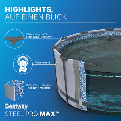 Bestway Steel Pro Max Frame Pool 56406, rund, 305 x 76 cm