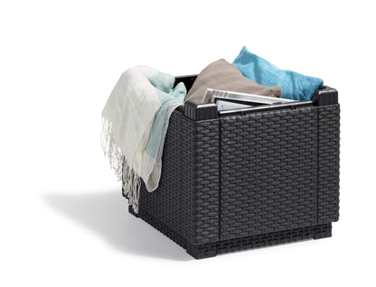 Allibert by Keter Cube Hocker mit Stauraum, braun, inkl. Kissen