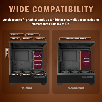 KEDIERS G800-B50F ATX PC Gehäuse – Glas, ARGB, Schwarz
