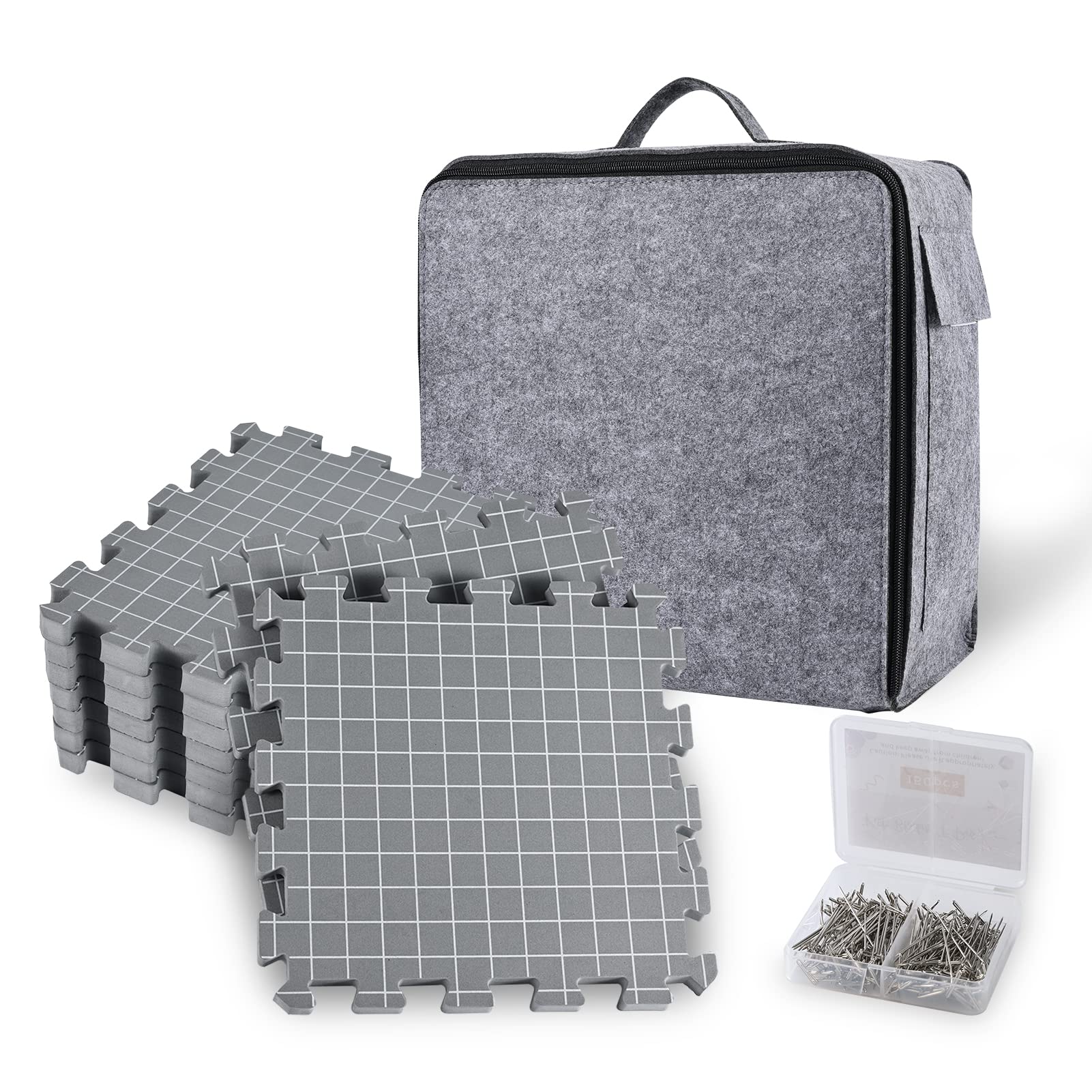 Yrangee Blockiermatten Set, 9 Spannmatten mit Raster für Stricken aus extra dickem EVA mit T-Nadeln