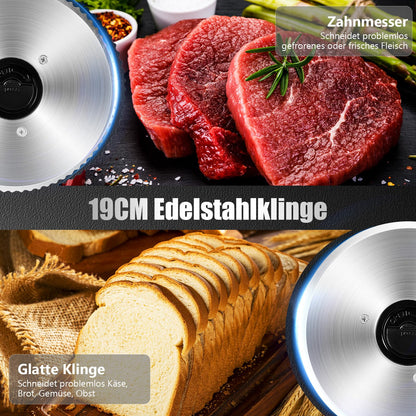 YASHE Elektrischer Allesschneider 200W mit 19 cm Edelstahlklingen