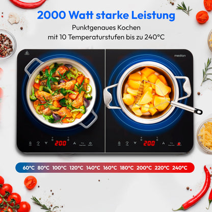 MEDION Doppel-Induktionskochplatte MD18493, 3500 Watt, schwarz