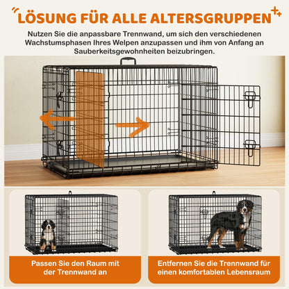Yaheetech Hundekäfig 122x71x78cm klappbar mit Trennwand - Schwarz