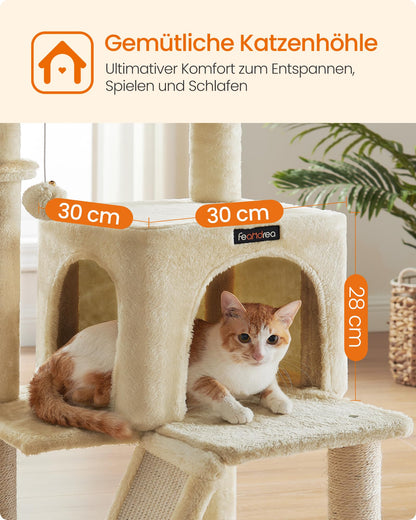 Feandrea Kratzbaum PCT51M, 96 cm, Katzenbaum mit Hängematte, beige