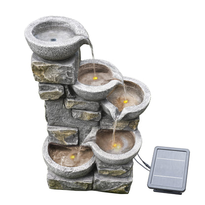 Teamson Home Solar-Wasserbrunnen PT-SF0003, 4-stufig mit LED
