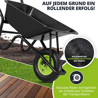 Juskys Garden 100L Schubkarre - verzinkt, Luftreifen Schwarz