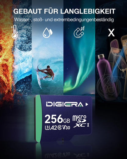 DIGIERA CT100 microSDXC Speicherkarte 256 GB UHS-I mit SD-Adapter