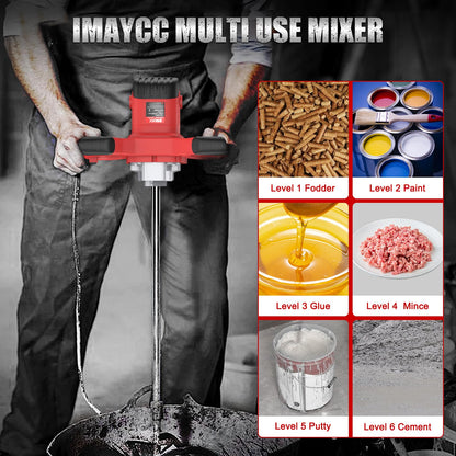 IMAYCC Betonmischer Mörtelrührer 2100W – 6 Gang M14 Quirl