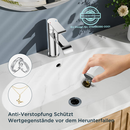 FORIOUS Waschtischarmatur Einhandmischer mit Wasserfall-Auslauf