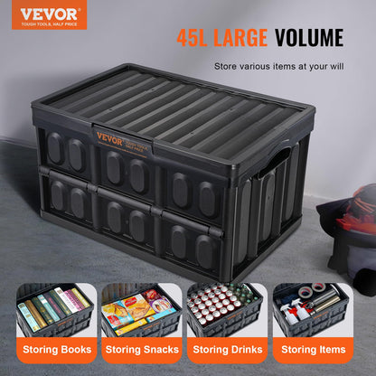 VEVOR Klappbox 45 L 3er-Set, faltbare Aufbewahrungsbox mit Deckel