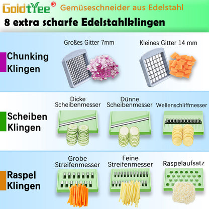 goldtree Gemüseschneider Model-G, Gemüsehobel mit 8 Klingen
