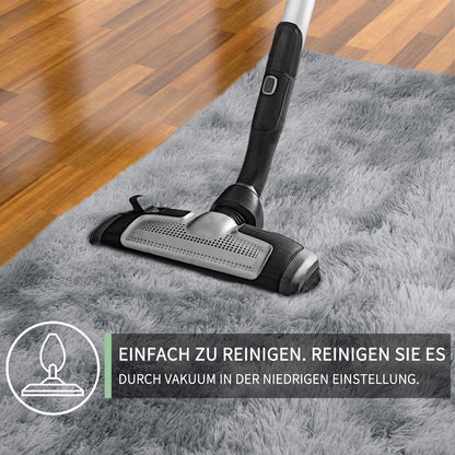 Sour Lemon Hochflor Teppich – grau 160x230 cm, waschbar & anti-rutsch