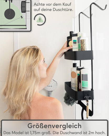QUALISH® Duschablage zum Hängen ohne Bohren Schwarz Matt