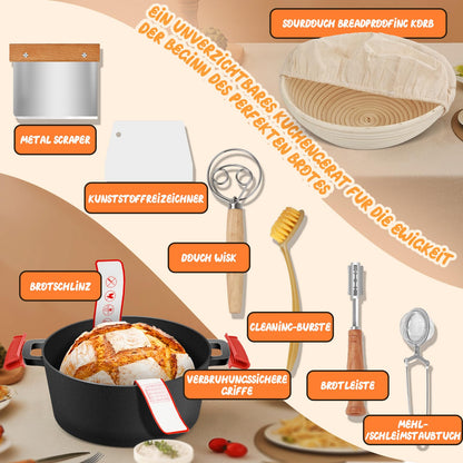 NZQXJXZ Gusseisen Brotbacktopf Dutch Oven – 26cm 2-in-1