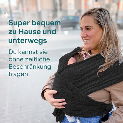 Koala Babycare Tragetuch Babytrage Neugeborene bis 9kg - Schwarz