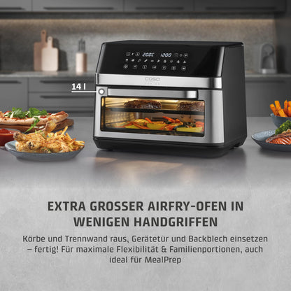 CASO AirFry DuoChef Heissluftfritteuse – 2in1 Air Fryer 14L Ofen