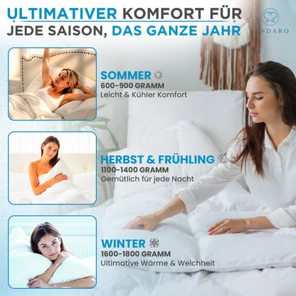 Gänsedaunen Extra Warm Daunendecke – 135x200cm 1600g