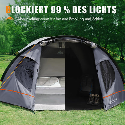 PORTAL Blackout Kuppelzelt für 3-4 Personen mit Vorzelt, 4000 mm