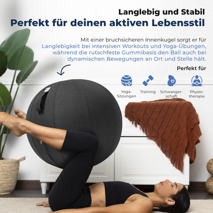 Backerz Sitzball Ergonomisch Büro Fitness – 65 cm Cremegrau