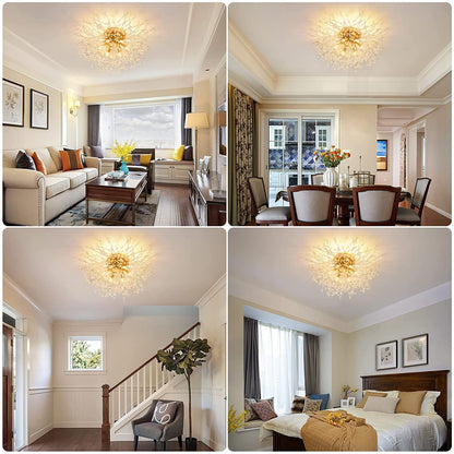 Rayofly Kristall Kronleuchter Feuerwerk Sputnik Golden 6-flammig