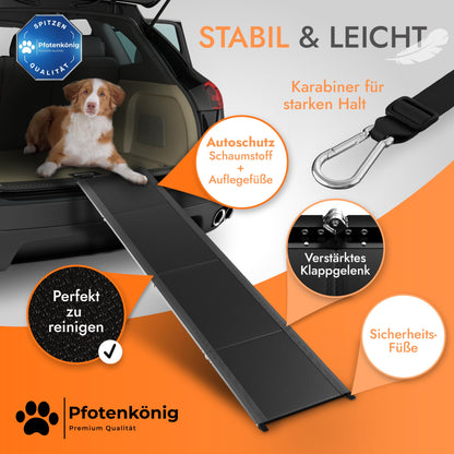 PFOTENKÖNIG PLATZWUNDER Hunderampe Auto - klappbar Leicht-Alu