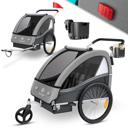 KESSER® Sport-RX 2in1 Kinderfahrradanhänger – 1-2 Kinder