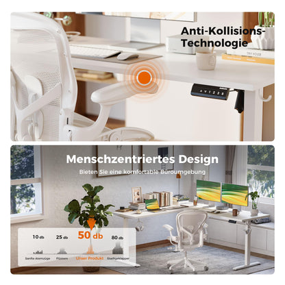 Agilestic Eckschreibtisch Höhenverstellbar – 160x140 cm Weiss