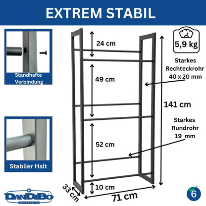DanDiBo Getränkekistenregal – 6 Kisten, Schwarz, 71cm, 96563