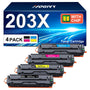 NOGIVY 203X 203A Toner 4er-Pack kompatibel für HP Color LaserJet Pro, vier Kartuschen in Schwarz, Cyan, Gelb und Magenta
