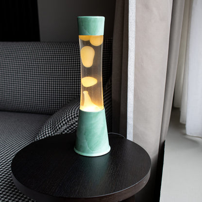 FISURA Lavalampe Jade mit jadegrünem Sockel und weissem Wachs