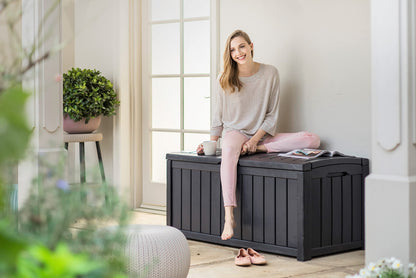 Keter Glenwood Auflagenbox 390L Graphit Holzoptik - Wasserdicht