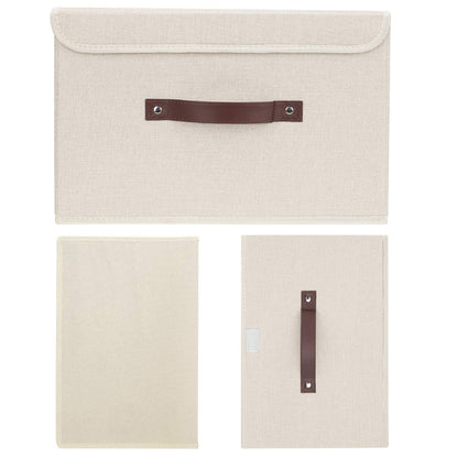 TYEERS Aufbewahrungsbox mit Deckel, faltbar, Stoff, 5 Stück, beige