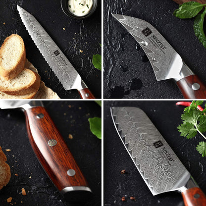 XINZUO Yi Serie Küchenmesser Set - 5tlg. VG10 Damast