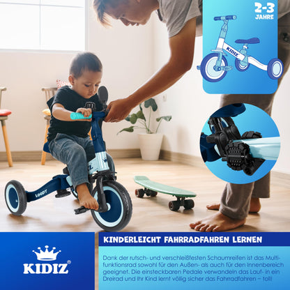 KIDIZ® 6in1 Kinder Laufrad Dreirad Lauflernhilfe - Blau