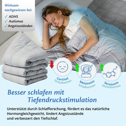 Ella Gewichtsdecke 150x200 cm 7 kg Therapiedecke aus Baumwolle Grau