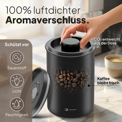 JODORA Kaffeedose Edelstahl luftdicht 1 kg mit Vakuumverschluss