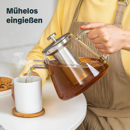 SILBERTHAL Teekanne Glas 1,5 Liter mit Siebeinsatz & Deckel