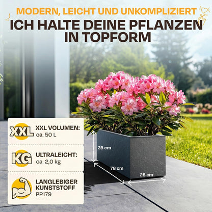 Ondis24 Vulkano Pflanzkübel 2er-Set, 50 L, Wasserspeicher, Anthrazit