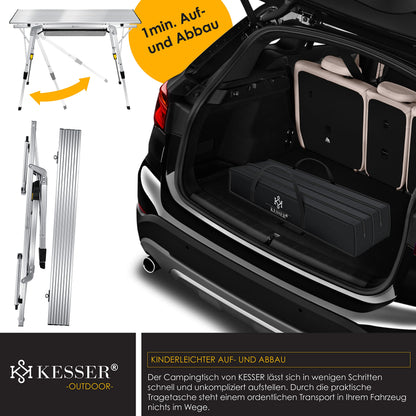 KESSER® Campingtisch faltbar aufrollbar 90x53cm - Silber