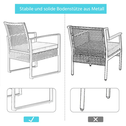 Yaheetech Balkonmöbel Set 3-teilig, Polyrattan Sitzgruppe Schwarz