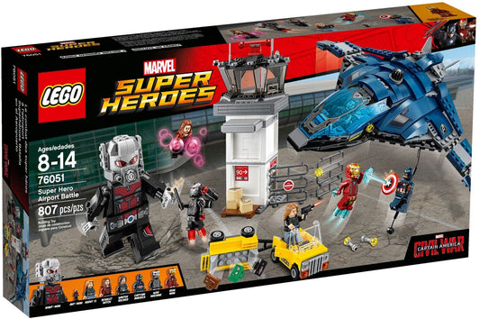LEGO Marvel Super Heroes 76051 – Superhelden-Einsatz am Flughafen. Bunte Bausteine bilden eine Flughafenszene mit Minifiguren zum Nachspielen von Comic-Abenteuern.