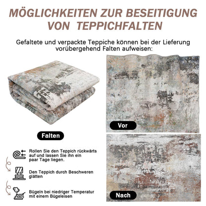 MAST DOO Waschbarer Kurzflor Teppich abstrakt - Rost 160x230cm