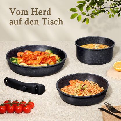 GiPP Topf- und Pfannenset 8-teilig, Antihaft-Keramik, Schwarz