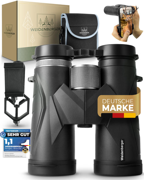 Weidenberger Fernglas 12x42 HD Wasserdicht - Schwarz