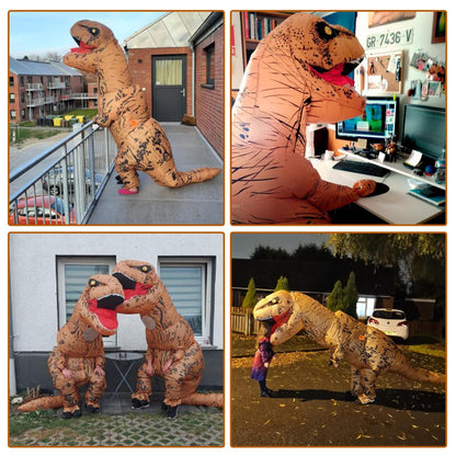 PARAYOYO Aufblasbares T-Rex Kostüm Braun für Erwachsene 165–190 cm