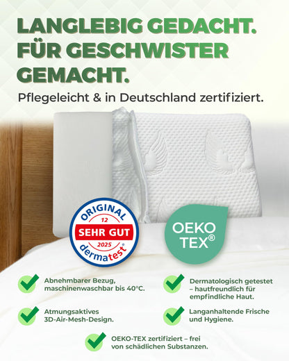Welldora Kinderkissen Memory Foam 30x50 cm ergonomisch mitwachsend