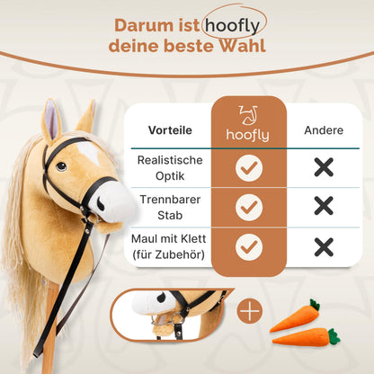 Hoofly Hobby Horse Steckenpferd A3 mit Trense, Beige Haflinger