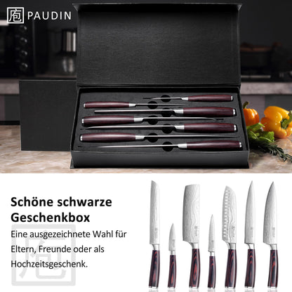 PAUDIN Profi-Messerset 7-teilig - Küchenmesser Set Edelstahl